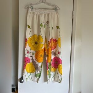 Trina Turk Pink and White Casual Pants with Floral Print